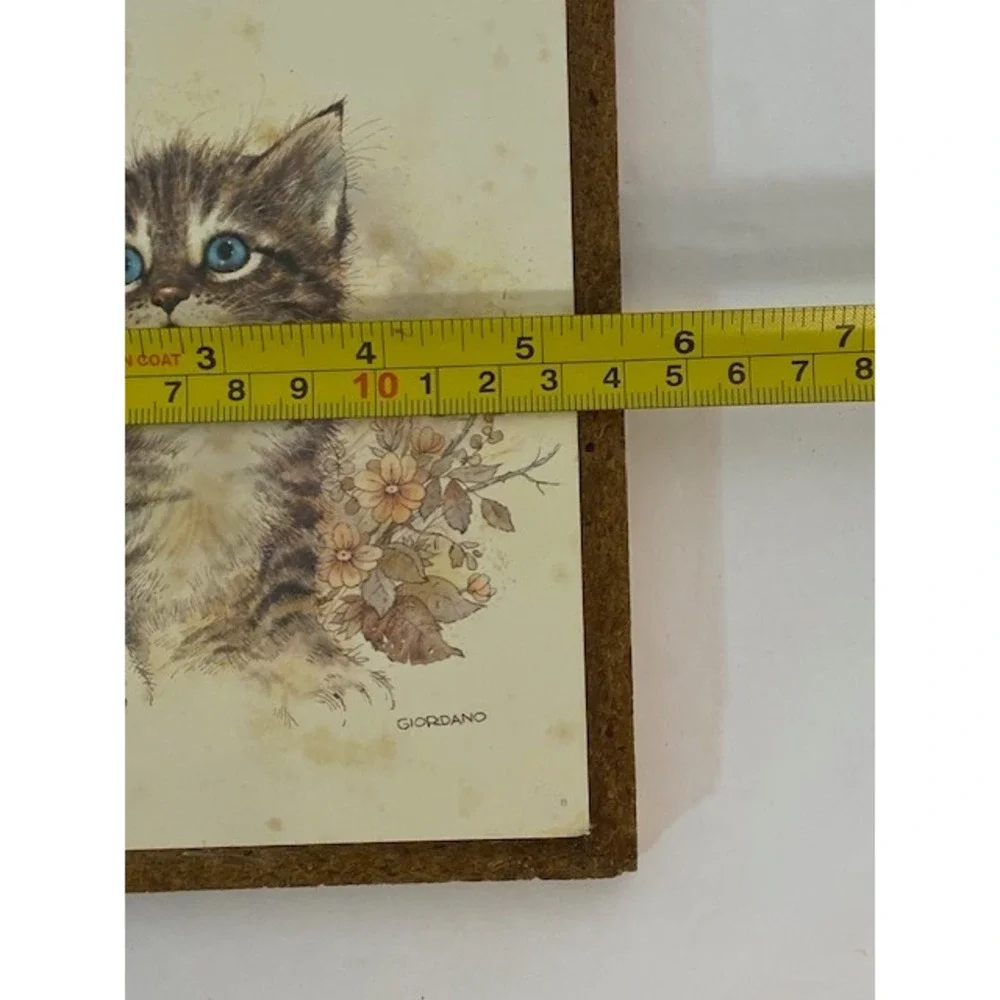 Vintage 1981 Giordano Art Ltd Kitten and Bird Wall Plaque CM Paula Co 5x7